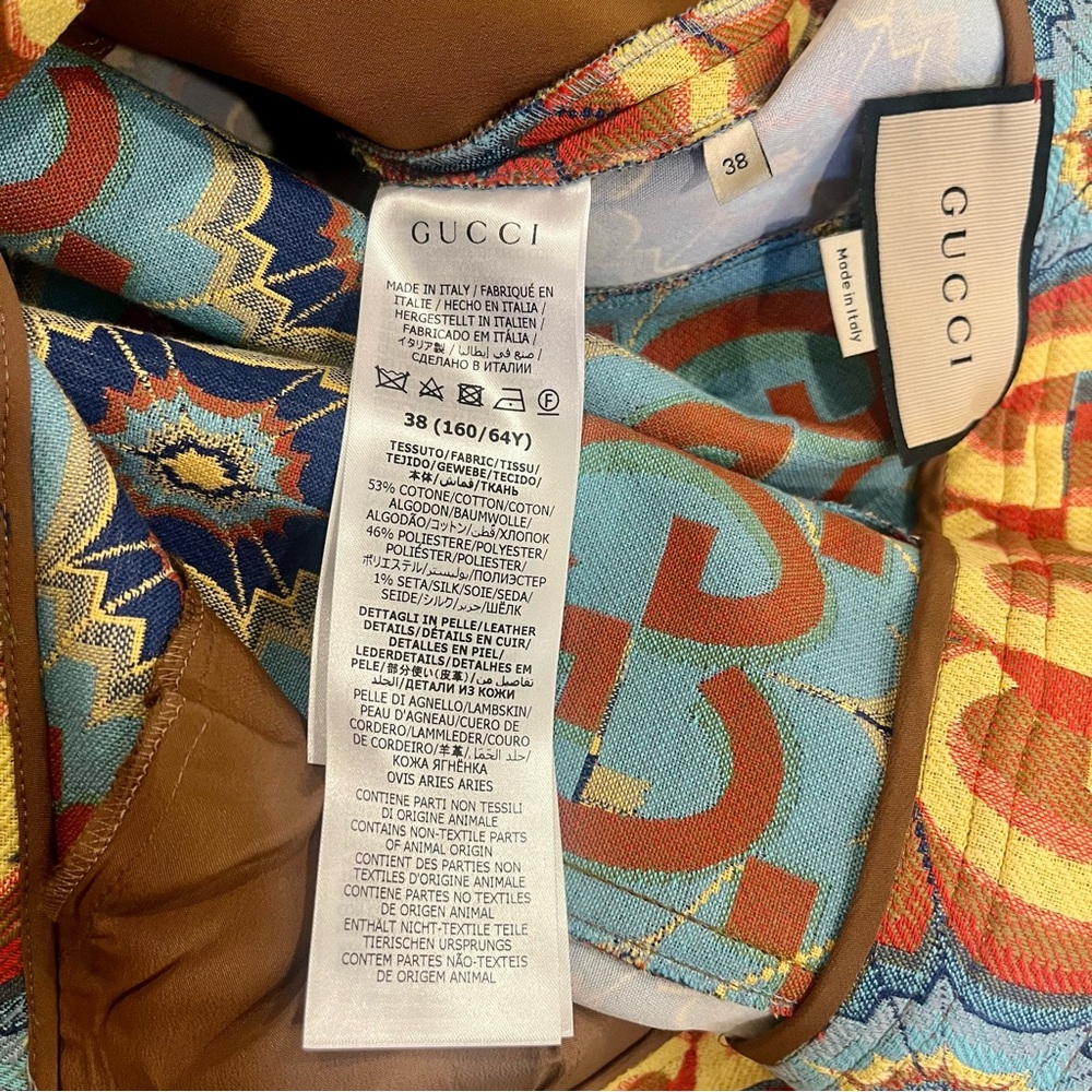 $2950 Gucci Psychedelic GG Logo With Leather Detail Trousers - Picture 12 of 15